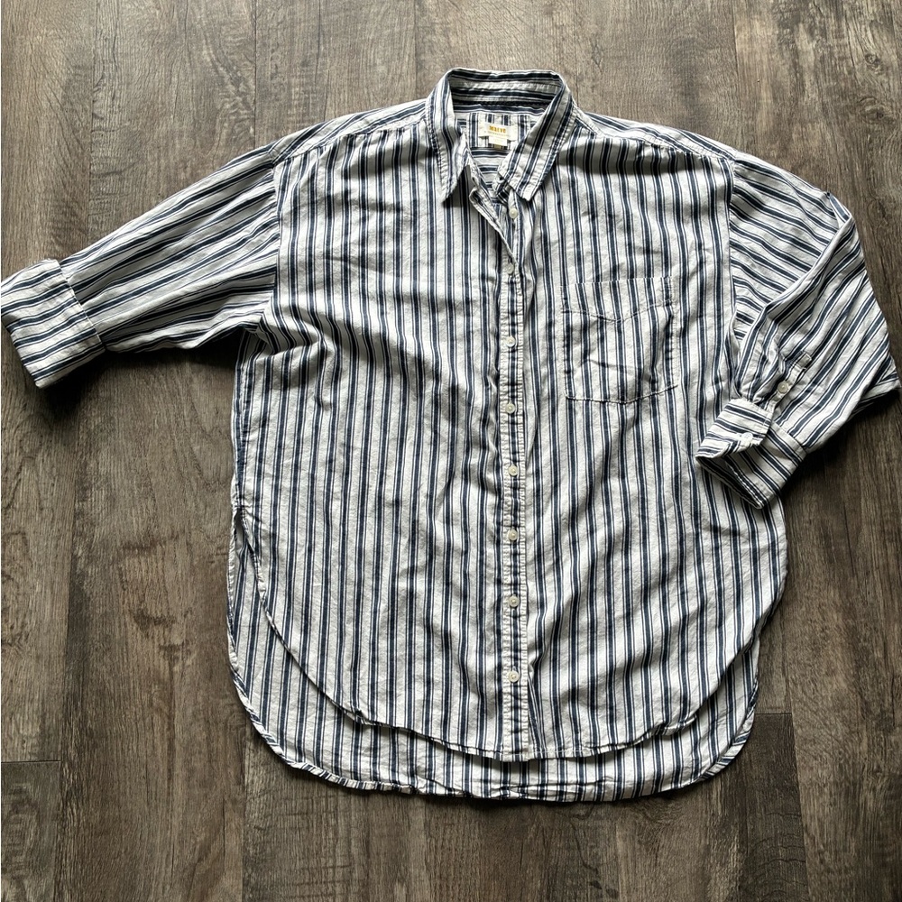 Anthropologie Navy and White Striped Shirt